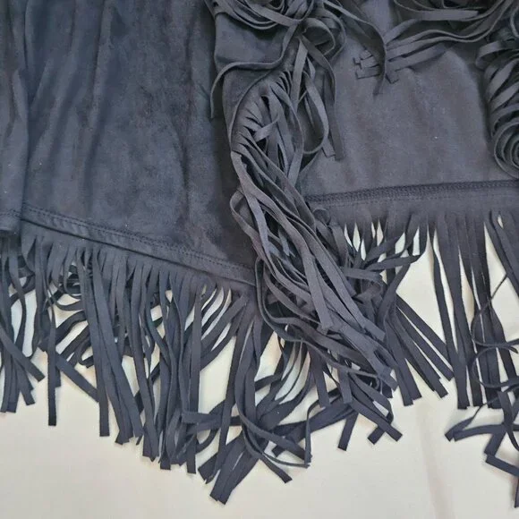 DG2 By Diane Gilman Women's Black Fringed Trim Open Front Cardigan Size XL NWT - Picture 6 of 13